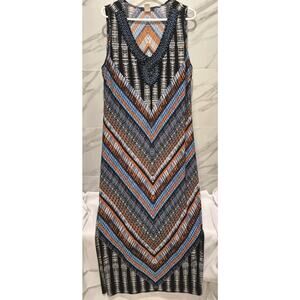 Jennie & Marlis 2X Colorful Bead Embellished Maxi Dress Geometric Sleeveless